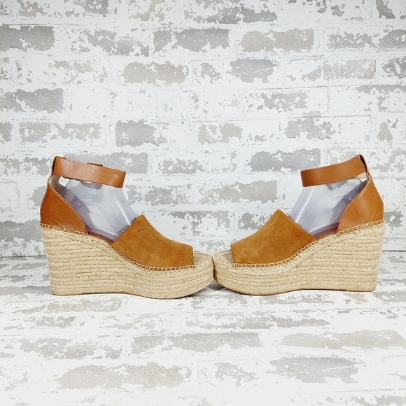 New Marc Fisher Mladalyn Leather/Suede Patform Espadrille Wedge Sandals D247 - Picture 7 of 14
